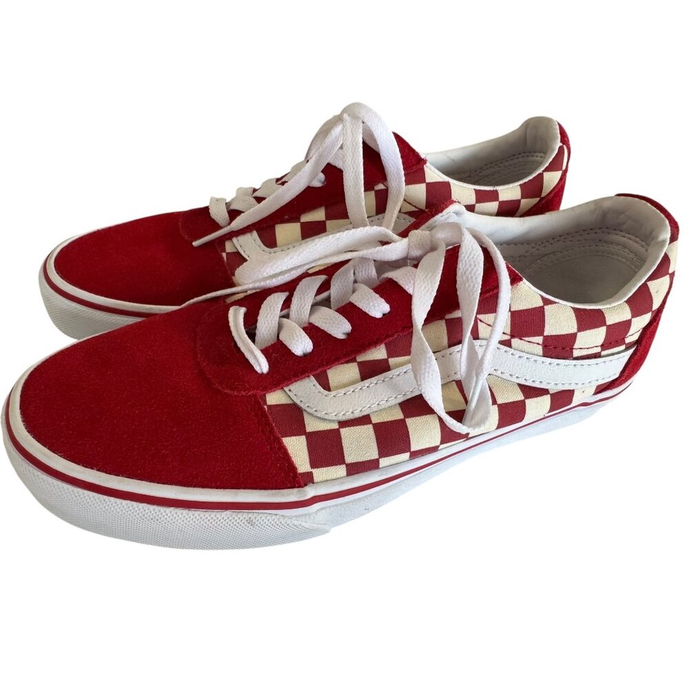 Vans Womens Red & White‎ Checkered Sneakers Size 9